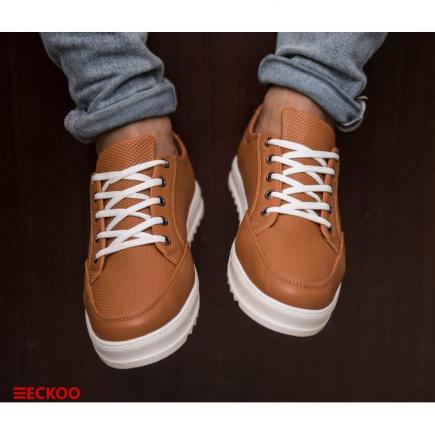 Leather Lace Up Sneakers - Brown