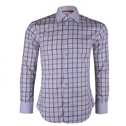 Beckford Check Design Long Sleeve Shirt-White Multi