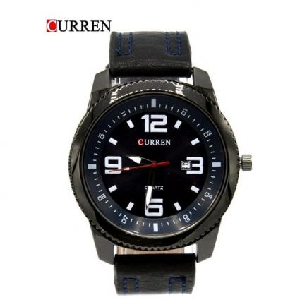 CURREN Male Quartz Watch Calendar Chronograph Men Wristwatch-Black/Blue