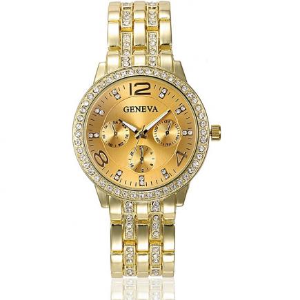 Exquisite Luxury Crystal Quartz Rhinestone Crystal Wrist Watch-Gold