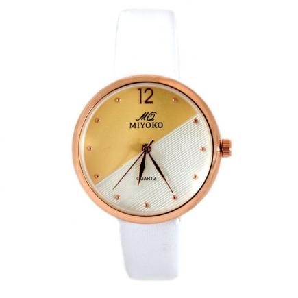 MQ-550WBE Leather Watch - White/Beige