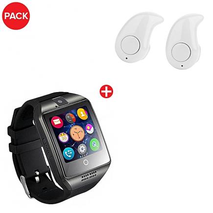 Pack Bluetooth - Smartwatch Q18 + Oreillette S 530 - Noir & Blanc