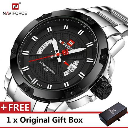 Naviforce Mens Watches Top Luxury Brand NAVIFORCE Men Full Steel Watches Quartz Watch Analog Waterproof Sports Army Military WristWatch