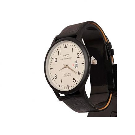 Leather Strap Black Wrist Watch For Men