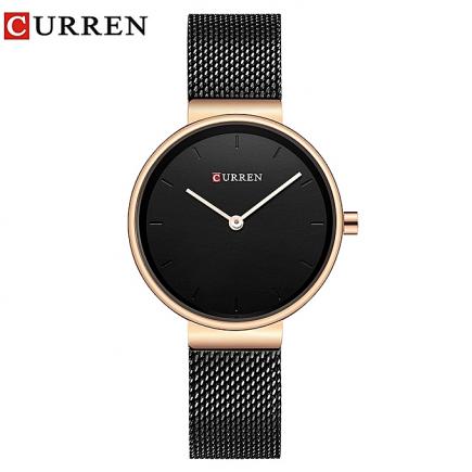 WOMEN'S WATCH----HIGH QUALITY MESH BAND BRACELET STAINLESS STEEL WRISTWATCH----BLACK