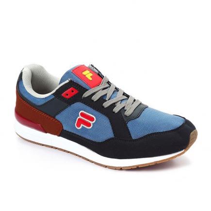 Casual Synthetic Tri-Tone Men's Sneakers -Blue & Black & Grey