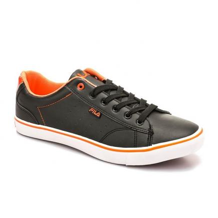 Solid Lace Up Men Sneakers - Black & Orange