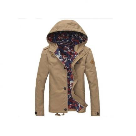 Men's Casual Slim Fit Hoodies Solid Thin Coat Hooded Jacket Outwear Khaki