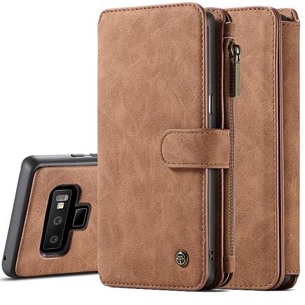 Galaxy Note 9 Case, Note 9 Detachable Magnetic Leather Wallet Folio Flip Card Slot Case With Removable Slim Back Cover For Samsung Galaxy Note 9- Brown