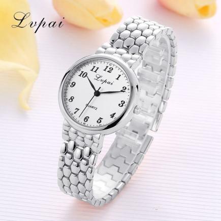 Hiamok_Fashion Ladies Women Unisex Stainless Steel Rhinestone Quartz Wrist Watch A