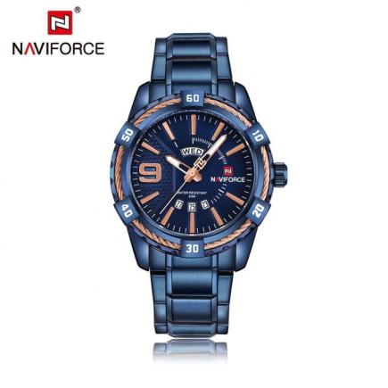 TA-Men Full Stainless Steel Quartz Watch Fashionable Hour Clock Man Wrist Watch*Blue