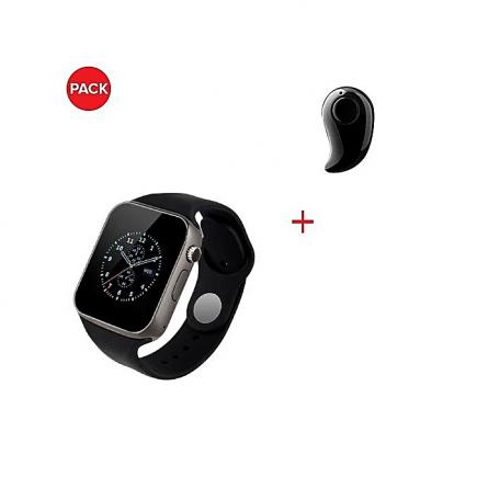 Pack SmartWatch + Oreillette Bluetooth - AW08 / S530 - Noir