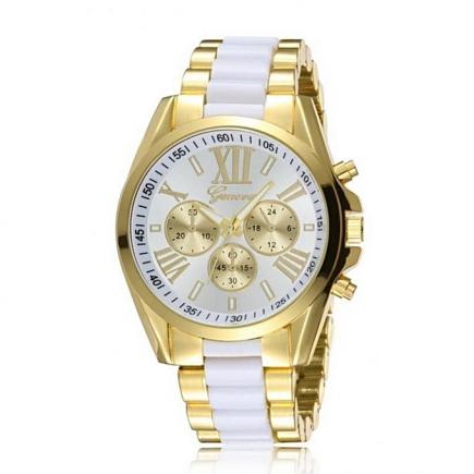 Magnificient Studded Steel Men's Women's Wrist Watch - Gold