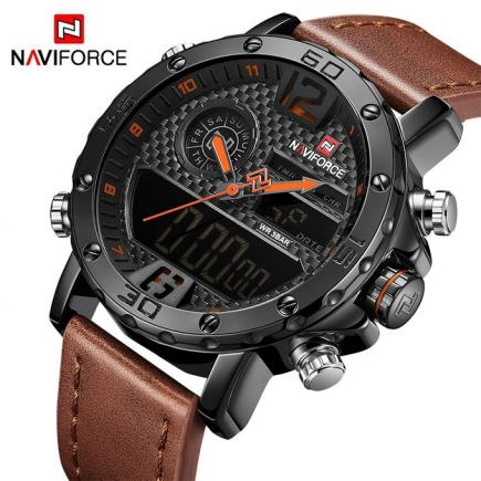 Mens Watches To Luxury Brand Men Leather Sports Watches NAVIFORCE Men's Quartz LED Digital Clock Waterproof Wrist Watch