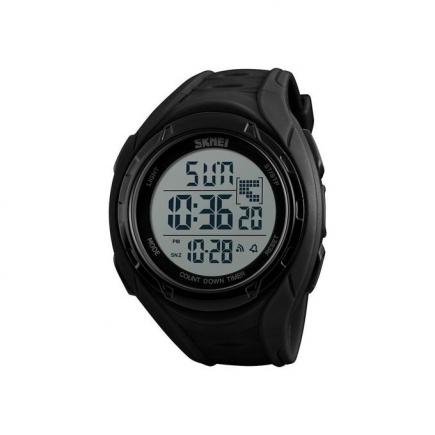 1313 Men's 50M Waterproof Digital Dual Time Sports Watch With EL Light - Black