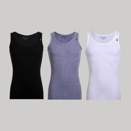 Bundle Of Three Solid Sleeveless Derby - Black&White & Grey