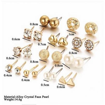 Stud Earring Set - Gold