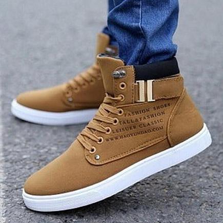 2016 Hot Fashion Mens Shoes Leather Shoes Casual High Top Shoes Canvas Sneakers