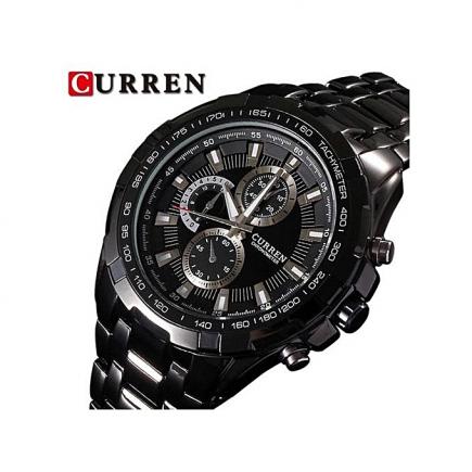 Analog Quartz Watches Man Vintage Watch Waterproof Stainless Steel -Black