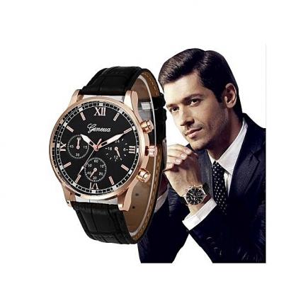 New 2018 Fashion Watches Men Watch Leather Casual Quartz Wristwatches Male - Black