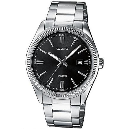 Men's Standard Black Dial Watch MTP-1302D-1A1VDF - Silver