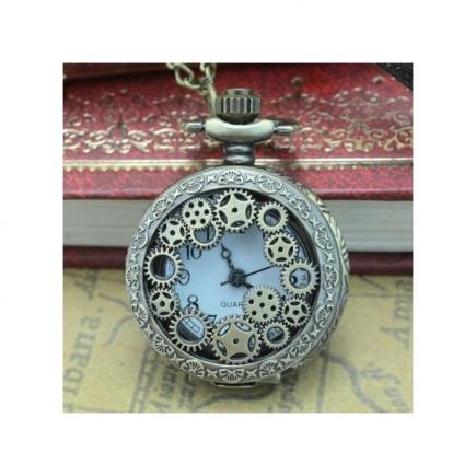 Gorgeous Vintage Steampunk Retro Bronze Design Pocket Watch Quartz Pendant Necklace Gift Multi