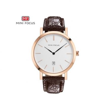 MF0108G  Leather  Watch - For Men - Brown/Gold