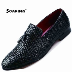 Melonjak 2017 Baru Loafers Pria Fashion Tenun Dress Mengemudi Flats SLIP ON Kasut Lelaki (Hitam)-Intl