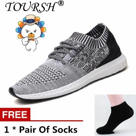 TOURSH Pria Sepatu Kasual Sepatu Lace-up Nyaman Sepatu Lari Sepatu Olahraga Sepatu Jala 【Free Shipping】