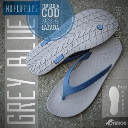 Baraka - Sandal Jepit Karet Pria Camou Casual Flip Flop - Abu abu Tali Biru