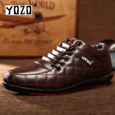 YOZO Baru Tiba Pria Sepatu Kasual dengan Bulu Tetap Hangat Fashion PU Pria Shoes Designer Sepatu untuk Pria-Intl