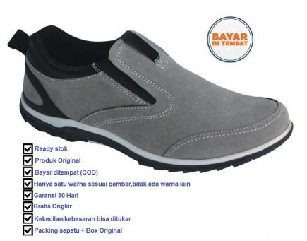 Catenzo Sepatu Casual Slip On Suede Best Seller - Grey