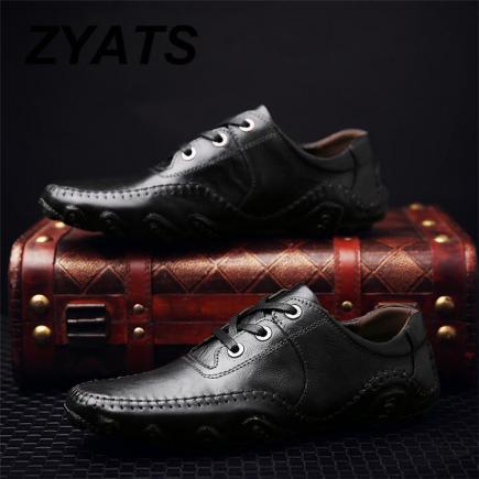 Zyats 2018 Kulit Asli Pria Baru Bernapas Sepatu Kulit Kasual Bisnis Formal Sepatu Mengemudi Sepatu Sepatu Malas Loafer selip-On Size38-46