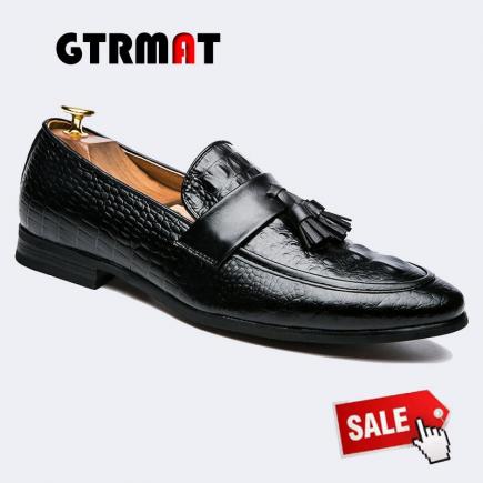 Gtrmat Pria Sepatu Rumbai Kulit Italia Formal Ular Kulit Ikan Gaun Kantor Alas Kaki Mewah Merek Fashion Elegan Sepatu Oxford Pria Kasut lelaki