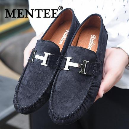 MENTEE Pria Slip-Ons & Loafers Flats Fashion Pria Bernapas Mengemudi Sepatu