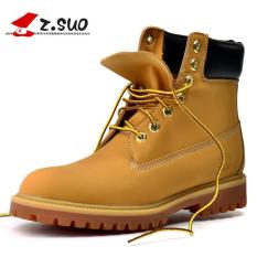 Z. Suo Pria Waterproof Work Boot PU Sepatu Kulit (kuning)-Intl