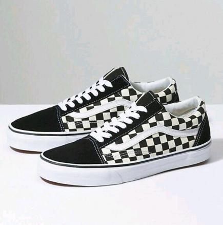 Promo Sepatu Vans OS Checkerboard Catur Stockholm Black White - ready stock Bisa Bayar Ditempat