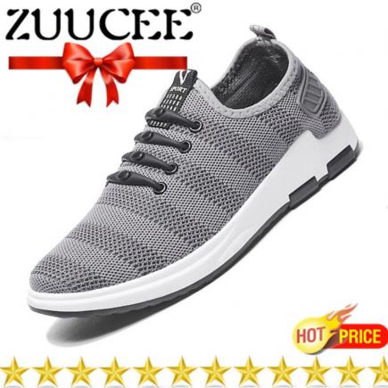 ZUUCEE Kasual Pria Olahraga Sepatu Slip-Ons  Modis Mesh Sepatu (Biru)