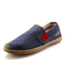 Sepatu Casual Pria Kanvas Sepatu Slip-On Loafers Berjalan Nyaman Sepatu Biru-Intl