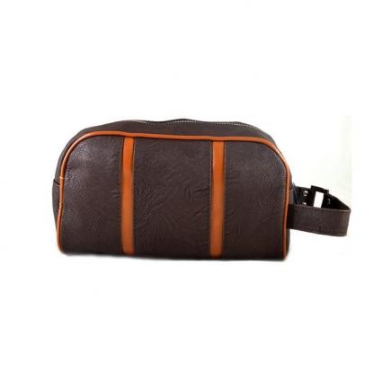 Zipped Leather Pouches - Dark Brown