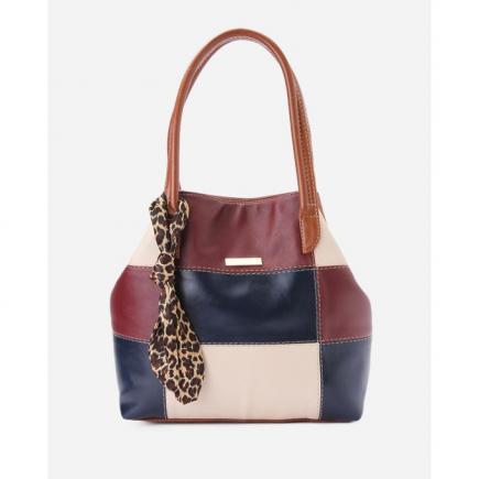 Stitched Leather Handbag - Multicolour