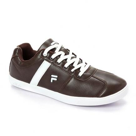 Comfy Shinny Leather Men's Sneakers - Brown & White