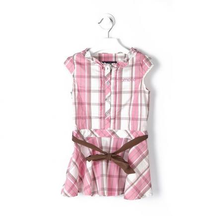 Checkered Dress With Belt - Rose