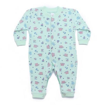 Little Feet Print Newborn Salopettes - Mint Green