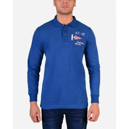 Chest Logo Long Sleeves Polo Shirt - Indigo