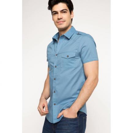 Fashionable Short Sleeve Shirt - Lt.Indigo