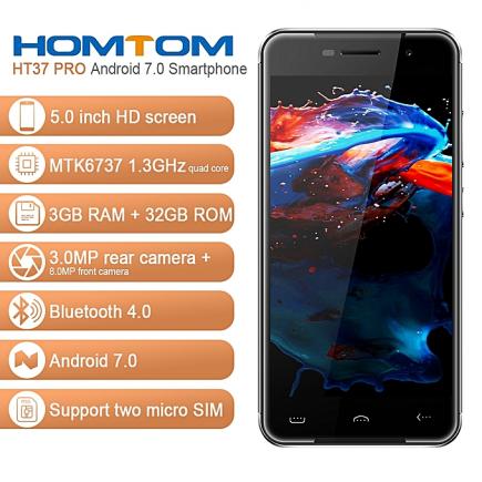 HT37 PRO 5.0-Inch(3GB RAM 32GB ROM) Android 7.0 Dual Cameras 4G Smartphone-GRAY