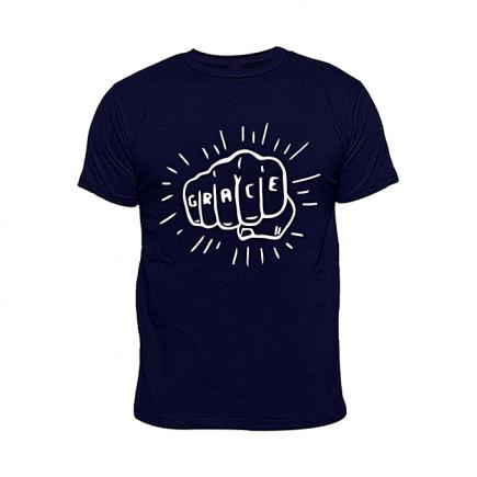 Unisex Grace Print T-Shirt - Navy Blue