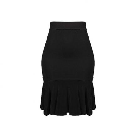 Peplum Hem Bodycon Skirt - Black