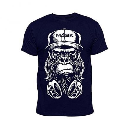 Men's Mask Print T-Shirt - Navy Blue